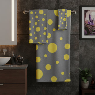 Motif à pois jaune gris
