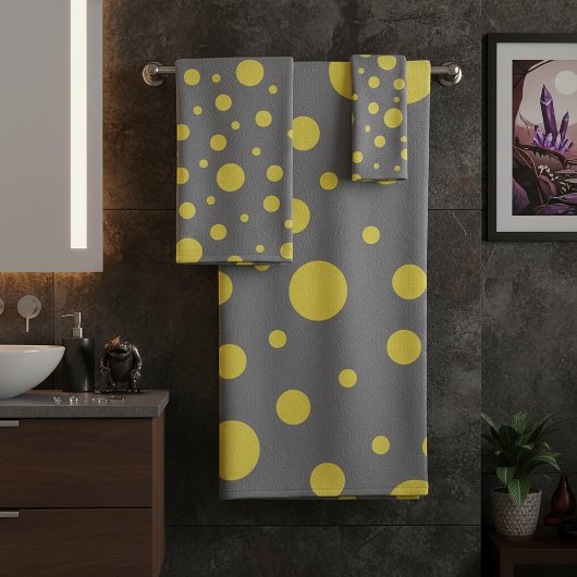 Motif à pois jaune gris