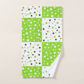 Motif à pois noir et blanc Lime (Serviette à main)