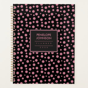 Motif à pois rose poudré et noir élégant