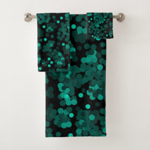 Motif à pois vert turquoise sur noir