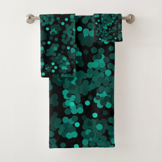 Motif à pois vert turquoise sur noir (En situation)
