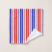 Motif à rayures blanches rouges bleues   (Gant de toilette)