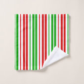 Motif à rayures blanches rouges et vertes   (Gant de toilette)