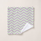 Motif à rayures chevron vert violet (Gant de toilette)
