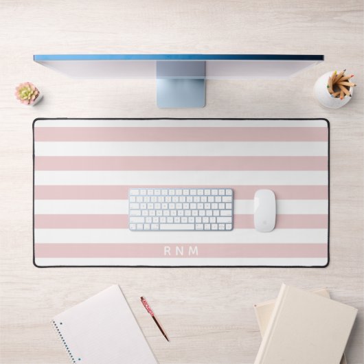 Motif à rayures classiques en rose pâle sur blanc (Bureau 1)