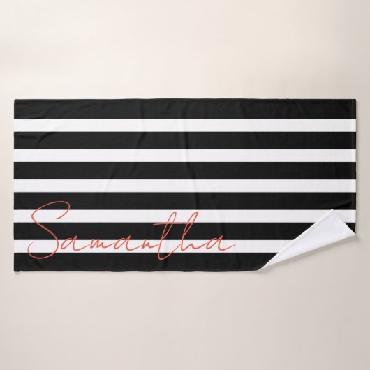 Motif à rayures noir et blanc (Serviette de bain)