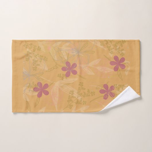 Motif à violet chic feuille or (Serviette à main)