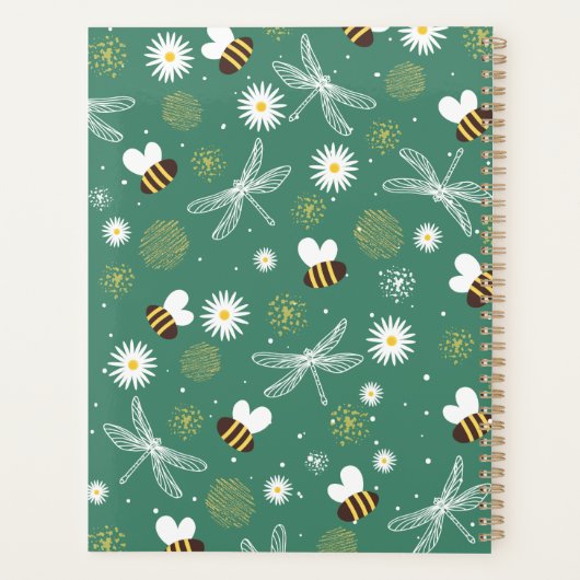 Motif abeille et fleur Année et nom Vert (Dos)