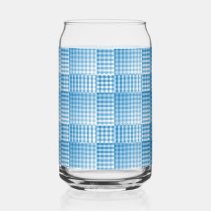 Motif Abstrait à Damier Bleu Blanc