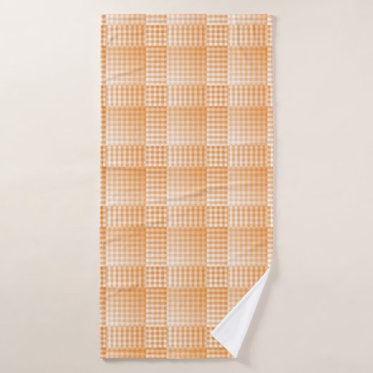 Motif Abstrait à Damier Orange et Blanc (Serviette de bain)