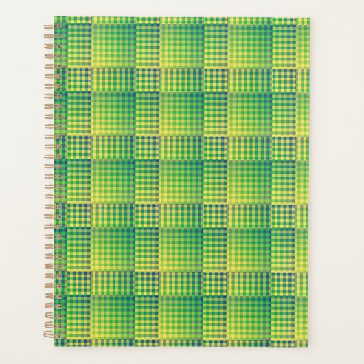 Motif Abstrait à Damier Vert Bleu (Devant)