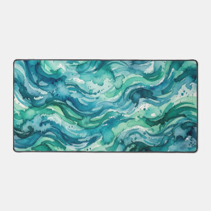 Motif Abstrait Aquarelle Océan Sarcelle