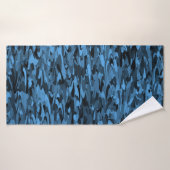 Motif Abstrait Bleu Noir (Serviette de bain)