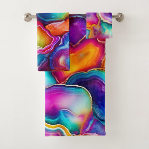 Motif abstrait coloré de géode en agate arc-en-cie