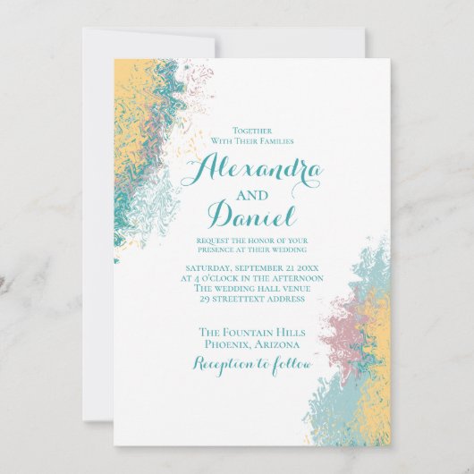 motif Abstrait coloré. Faire-part de mariage (Devant)
