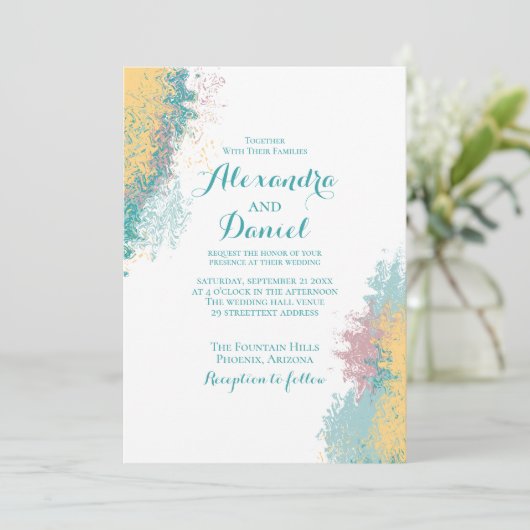 motif Abstrait coloré. Faire-part de mariage (Debout devant)