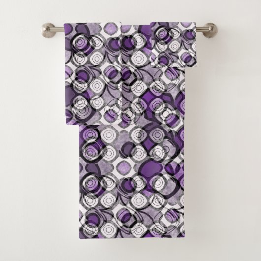 Motif abstrait de cercles violets, gris et noirs (En situation)