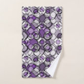 Motif abstrait de cercles violets, gris et noirs (Serviette à main)