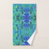 Motif Abstrait de Feuillage Chartreuse et Bleu (Serviette à main)