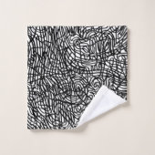 Motif Abstrait de lignes noir et blanc (Gant de toilette)