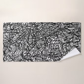 Motif Abstrait de lignes noir et blanc (Serviette de bain)