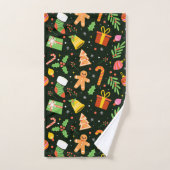 Motif Abstrait de Noël vert foncé (Serviette à main)