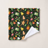 Motif Abstrait de Noël vert foncé (Gant de toilette)