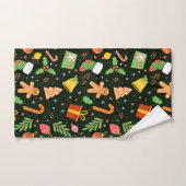 Motif Abstrait de Noël vert foncé (Serviette à main)