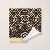 Motif Abstrait de soccer mi-ton noir de biege (Gant de toilette)