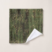 Motif Abstrait d'étincelles vert et or (Gant de toilette)