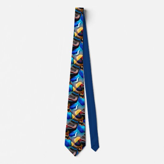 Motif Abstrait en Bleu, Or et Cravate Brown (Devant)