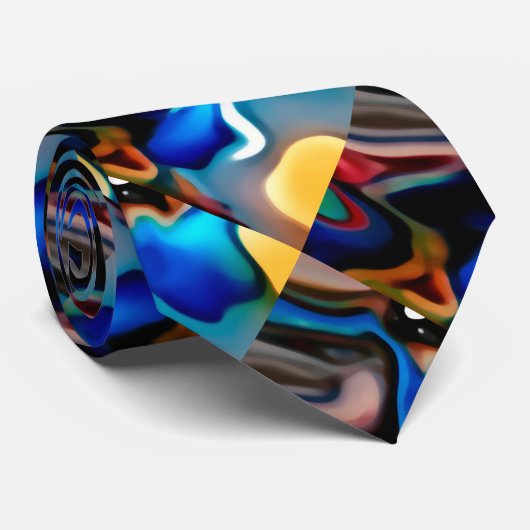 Motif Abstrait en Bleu, Or et Cravate Brown (Roulé)