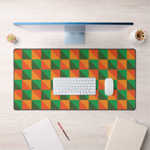 Motif Abstrait Géométrique Rétro Orange et Vert