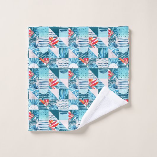 Motif abstrait géométrique turquoise tropical (Gant de toilette)