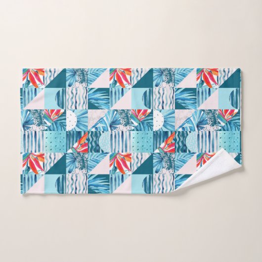 Motif abstrait géométrique turquoise tropical (Serviette à main)
