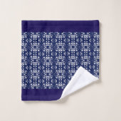 Motif abstrait moderne bleu et blanc et monogramme (Gant de toilette)