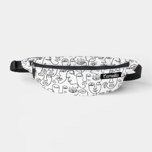 Motif abstrait moderne de visage en noir et blanc