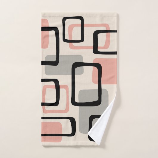 Motif Abstrait moderne rétro du milieu du siècle (Serviette à main)