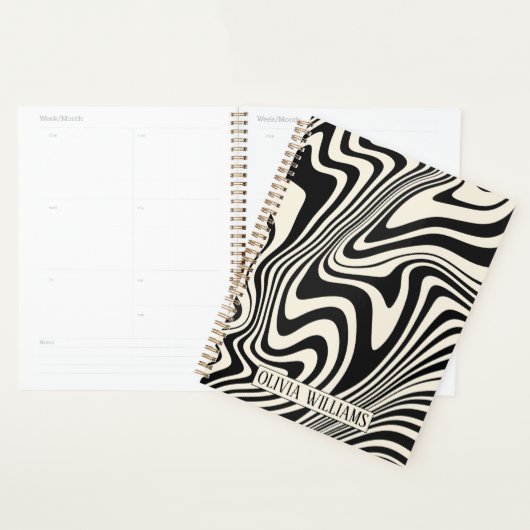 Motif Abstrait Retro Black Swirl (Devant avec enveloppe)