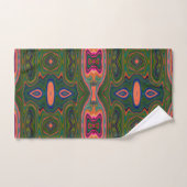Motif Abstrait Rétro Bleu, Vert et Orange (Serviette à main)