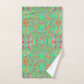 Motif Abstrait Rétro Orange et Vert Citron (Serviette à main)