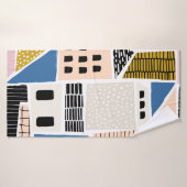 motif Abstrait sans soudure avec maisons avec main (Serviette de bain)