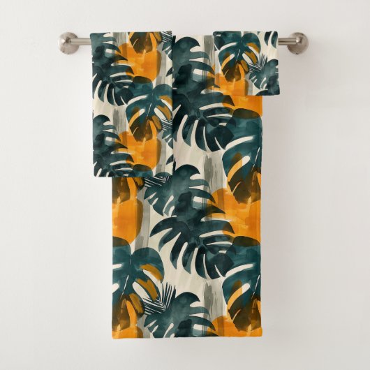 Motif abstrait simple avec feuilles de monstera, f (En situation)