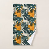 Motif abstrait simple avec feuilles de monstera, f (Serviette à main)