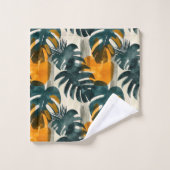 Motif abstrait simple avec feuilles de monstera, f (Gant de toilette)