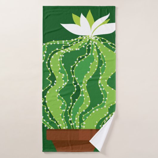 motif Abstrait vert cactus transparent (Serviette de bain)