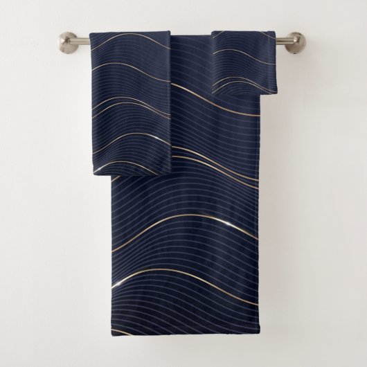 Motif Abstrait Wavy Blue Gold Lines (En situation)