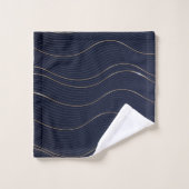 Motif Abstrait Wavy Blue Gold Lines (Gant de toilette)