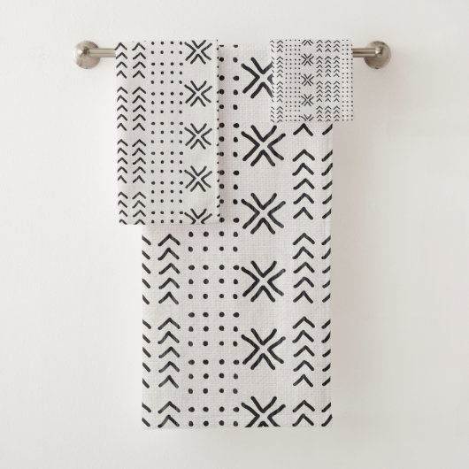 Motif africain de la nappe blanche noire moderne (En situation)
